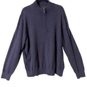 Eddie Bauer Men’s Eggplant Long Sleeve 1/4 Zip Cotton Cashmere Blend Sweater XL